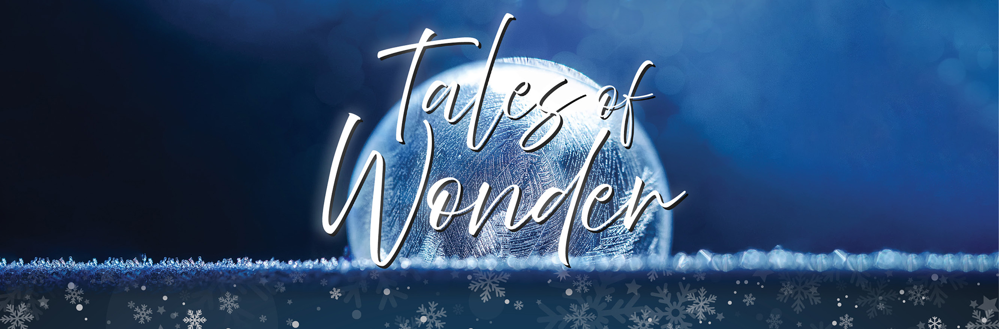 Tales of Wonder poster image with text over a full moon on a blue background