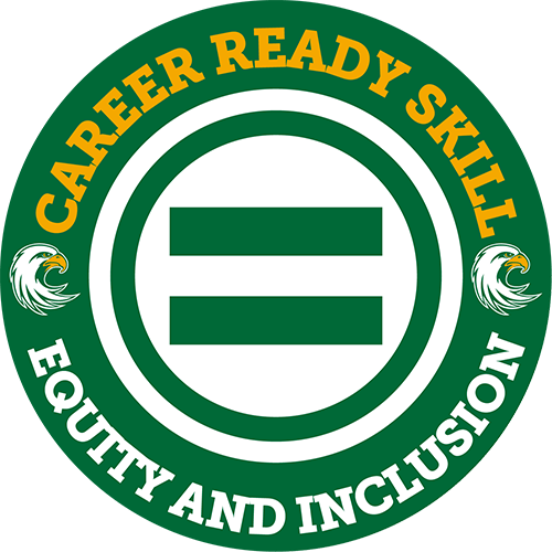 Career Services icon with words 'Career Ready Skill - Equity and Inclusion' circling equal sign