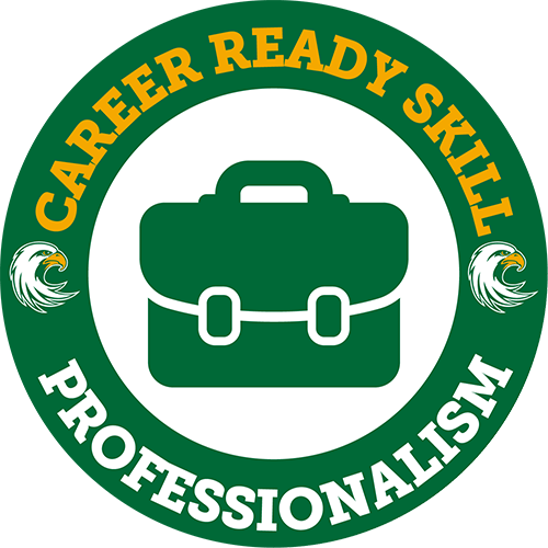 Career Services icon with words 'Career Ready Skill - Professionalism' circling briefcase